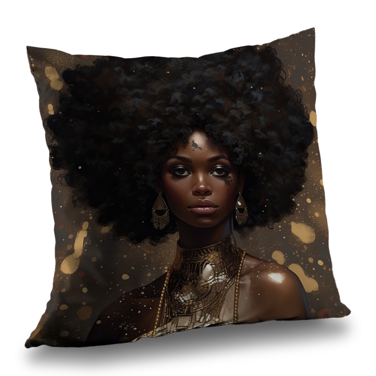 C1PT1414SQPU40 14 x 14 in. Natural Strength Figurative African Poly Twill Throw Pillow