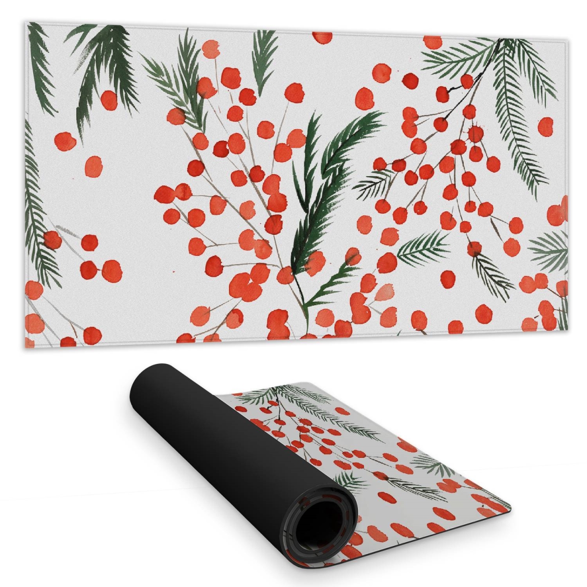 C1DM1531LSIY65 16 x 32 in. Minimalist White Desk Mat - Mistletoe Leaf Pattern Decor