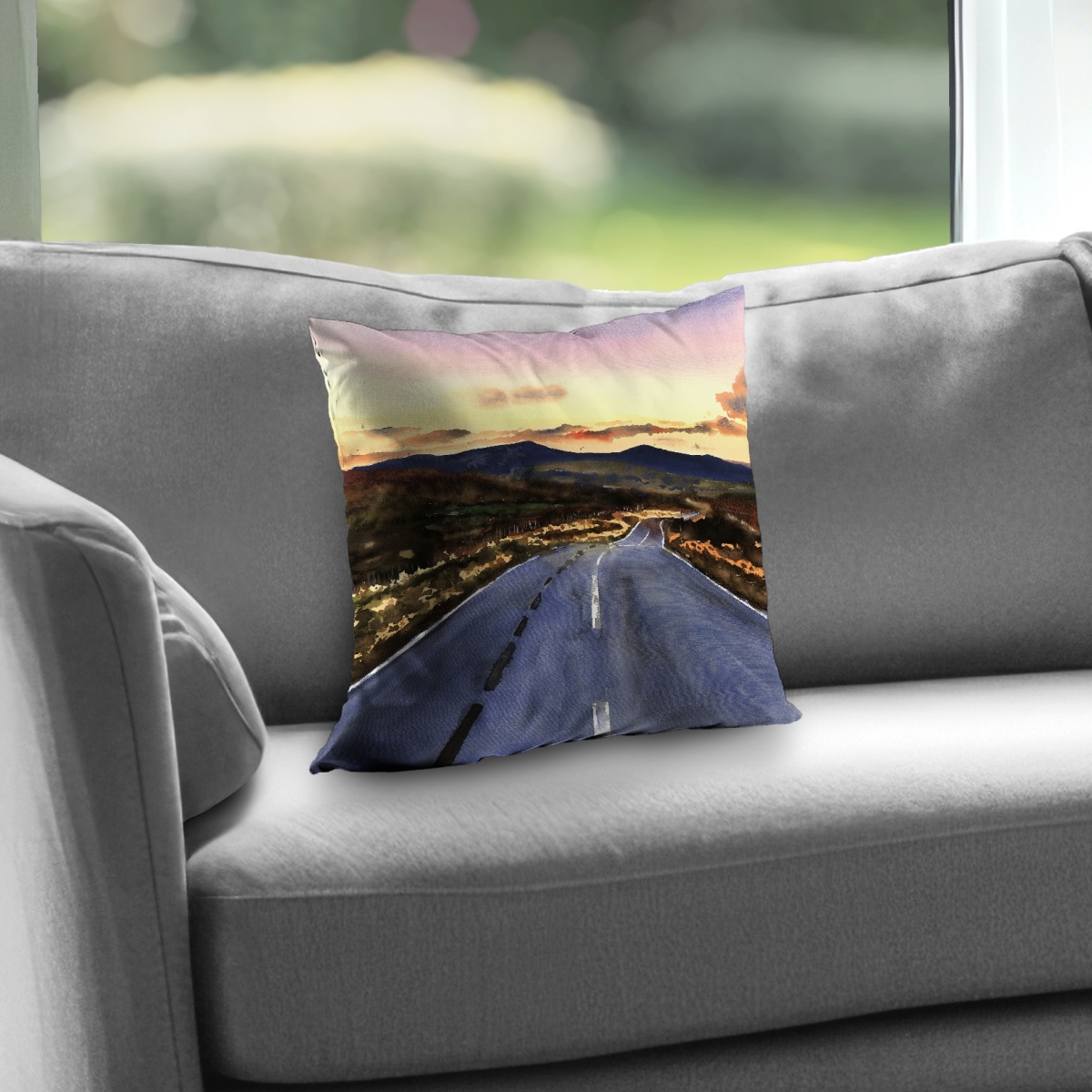 C1PT14140XP0LQ 14 x 14 in. On the Road To Scotland - Landscapes Mountains Throw Pillow