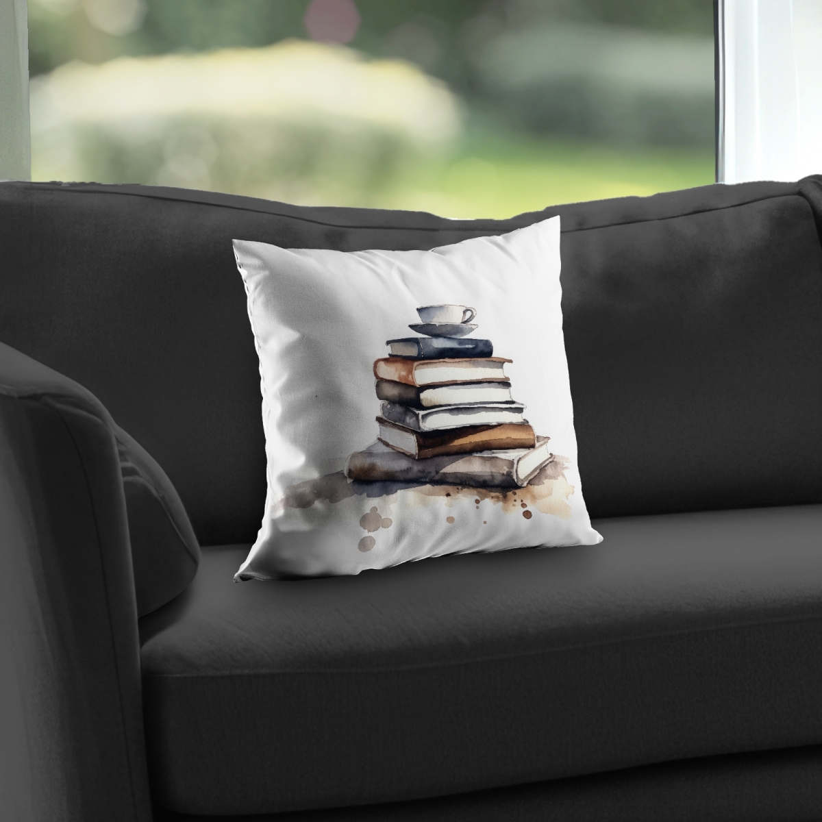 C1PT14147A7V08 14 x 14 in. Caffeinated Books Abstract Kitchen Throw Pillow - Home Decor