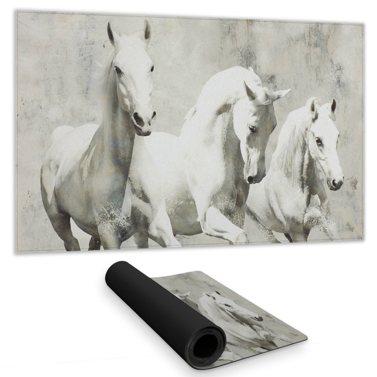 C1DM14245TRLBK 14 x 24 in. Three White Horses Desk Mat - Western Home Decor Desk Pad