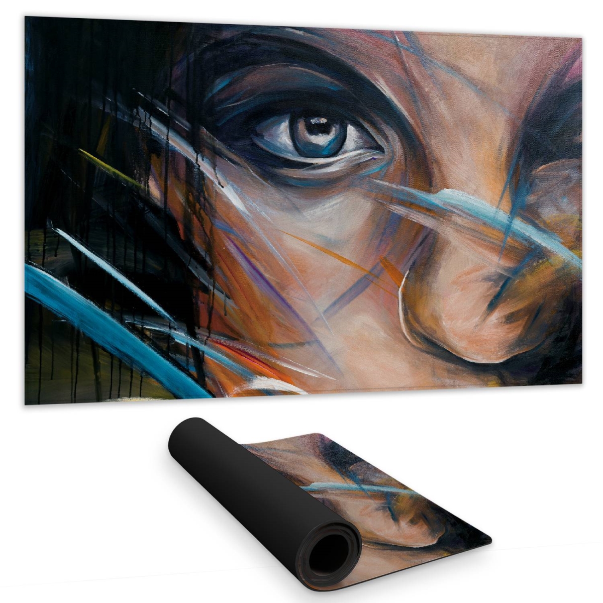 C1DM1424VCE2ND 14 x 24 in. Colorful Woman Face Bohemian Desk Mat - Bedroom Decor