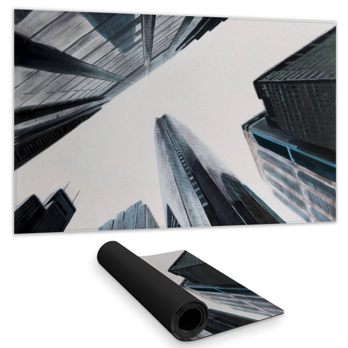 C1DM14248EXM3Y 14 x 24 in. Skyscraper Perspective Blue Desk Mat - Cities Bedroom Decor