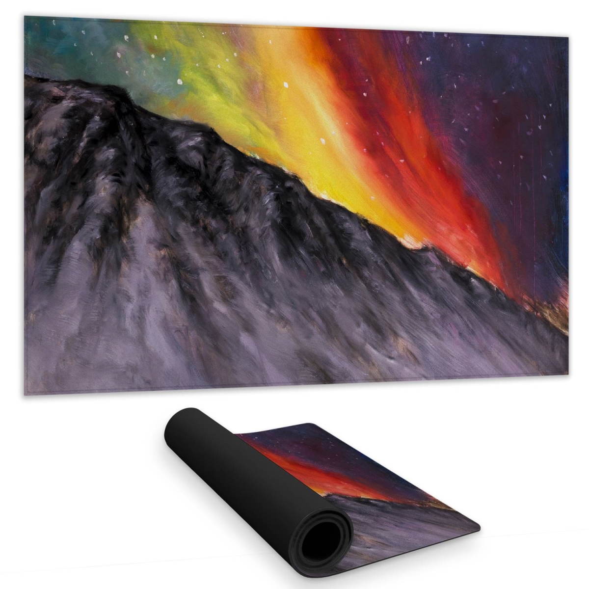 C1DM1424JJF6KT 14 x 24 in. Aurora Borealis Mountains Blue Desk Mat - Home Decor Essential