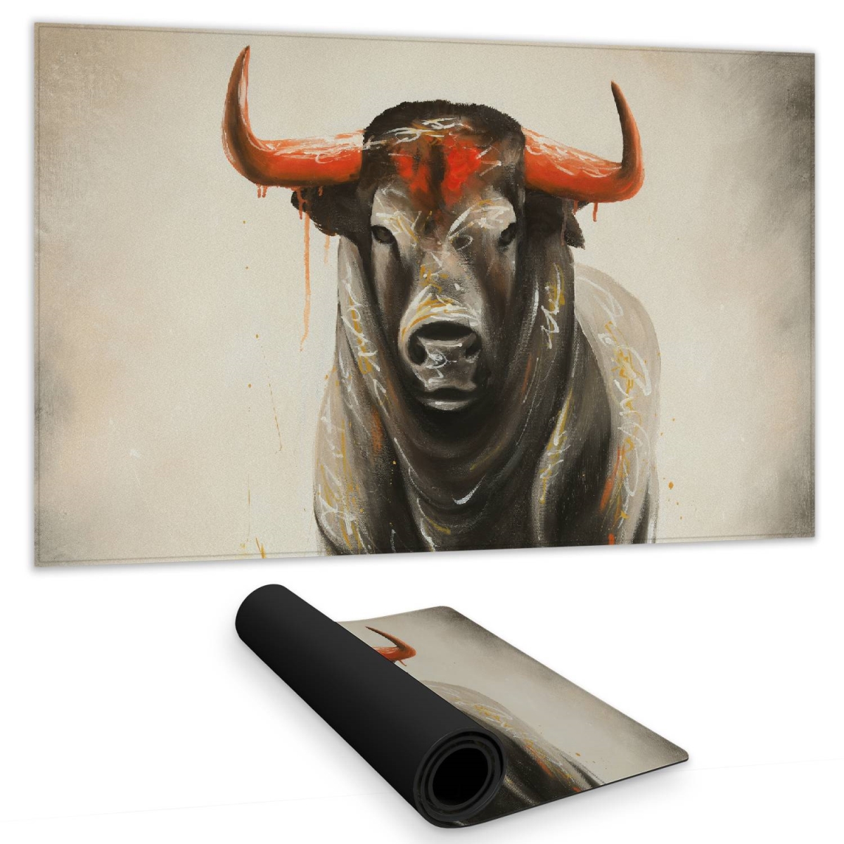 C1DM1424DJIQCX 14 x 24 in. Fierce Bull Farm Animals Desk Mat - Brown Home Decor