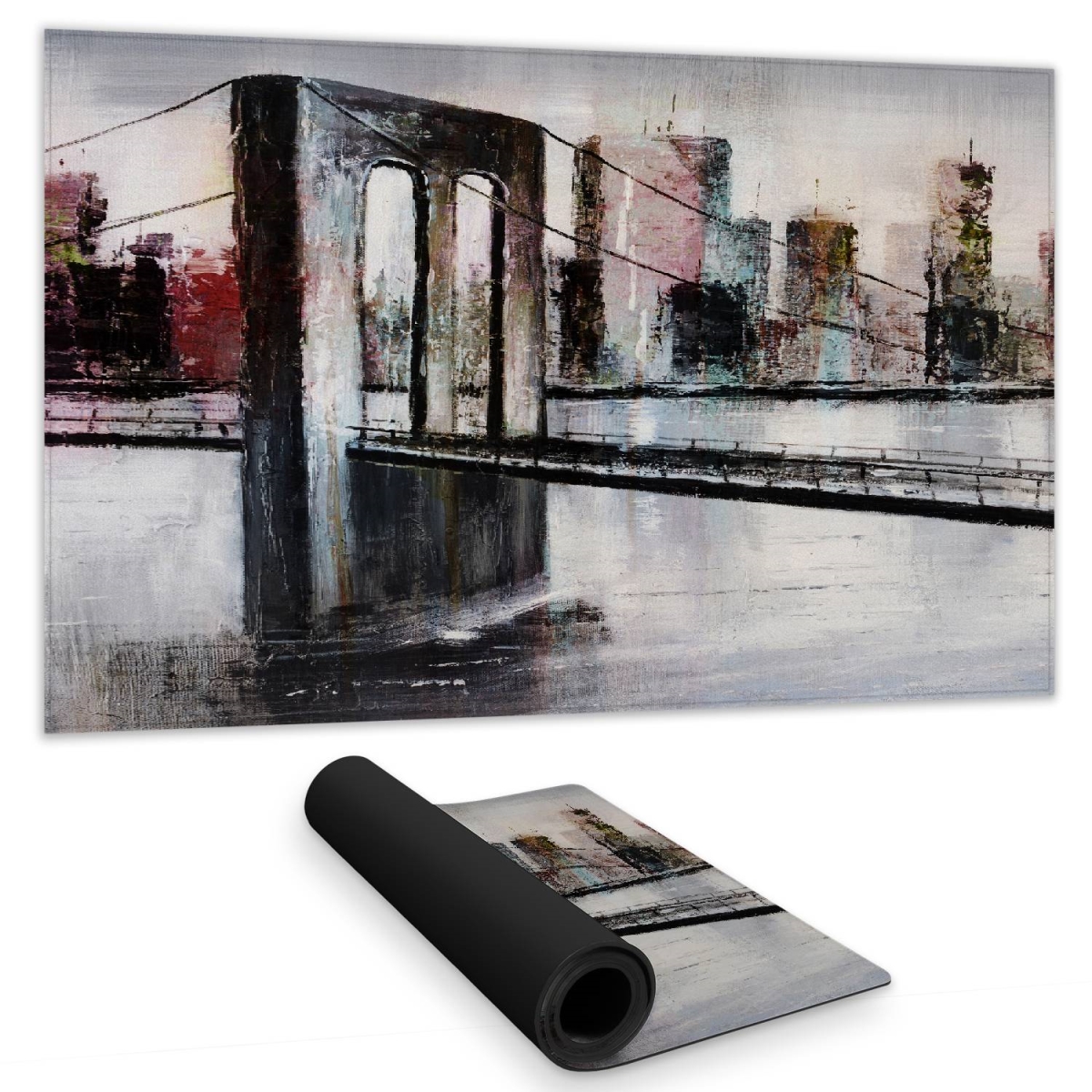 C1DM14242PO5TU 14 x 24 in. Industrial Gray Cities Desk Mat - Abstract Bridge Cityscape Decor