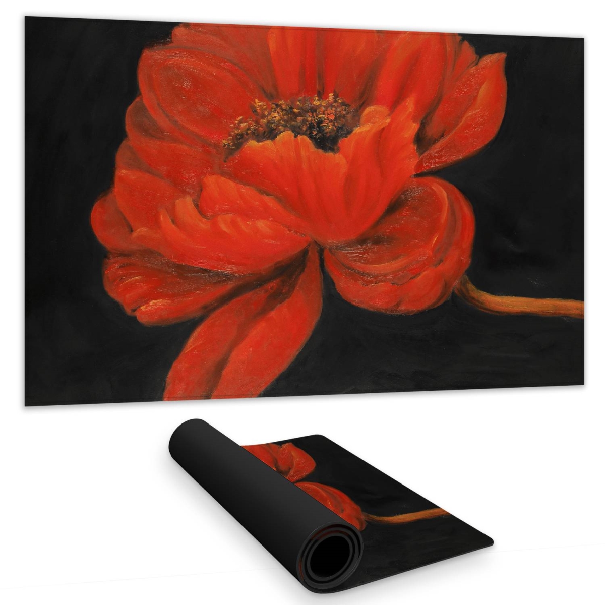 C1DM1424UMBHZ1 14 x 24 in. Red Petal Flower Desk Mat - Floral Botanical Home Decor