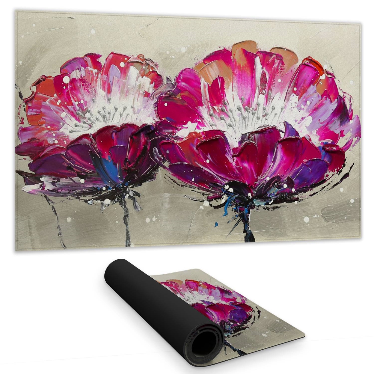 C1DM14240R0BXI 14 x 24 in. Contemporary Botanical Gray Desk Mat - Two Wild Flowers Decor