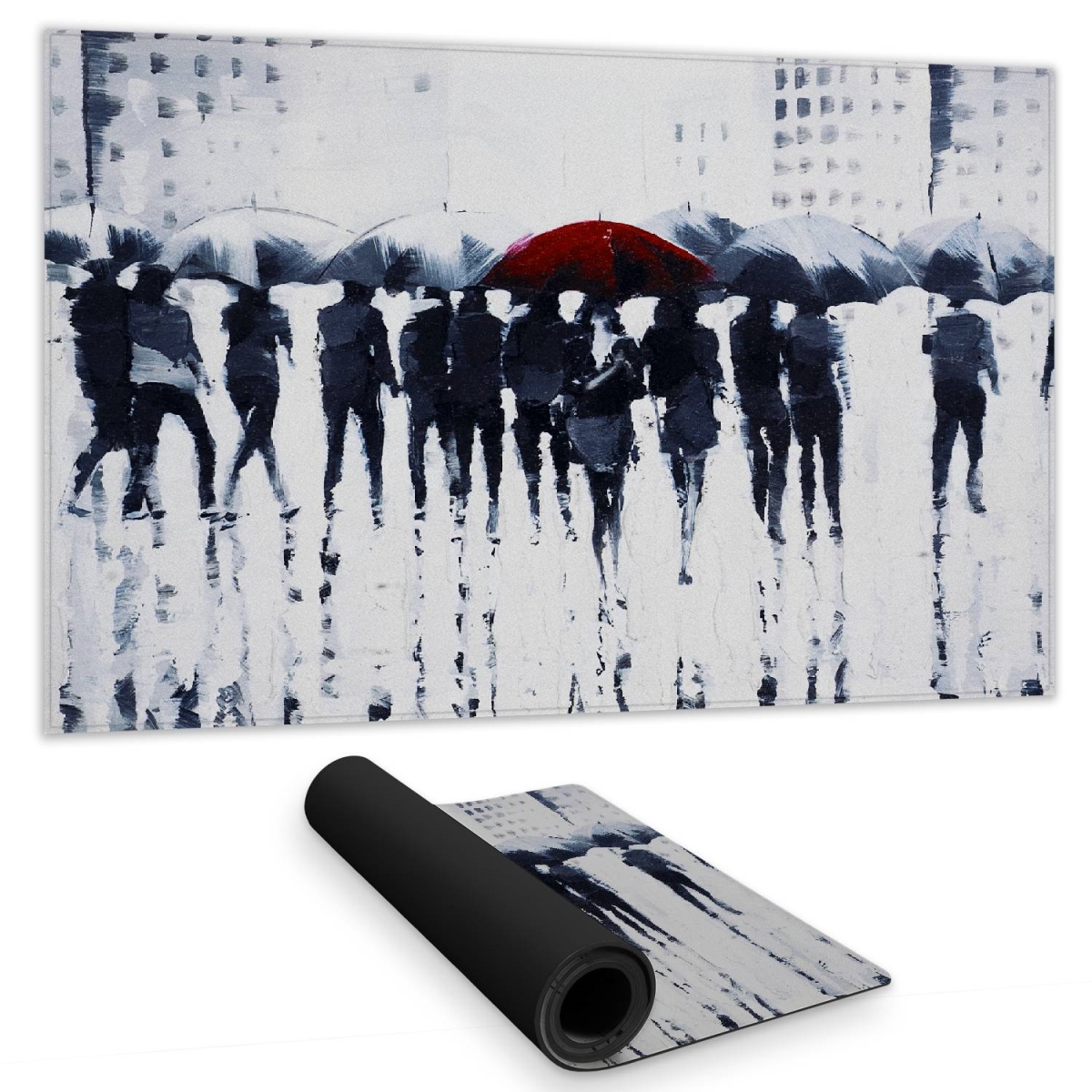 C1DM142436OV3M 14 x 24 in. Silhouettes Walking in Rain Desk Mat - Modern Home Decor