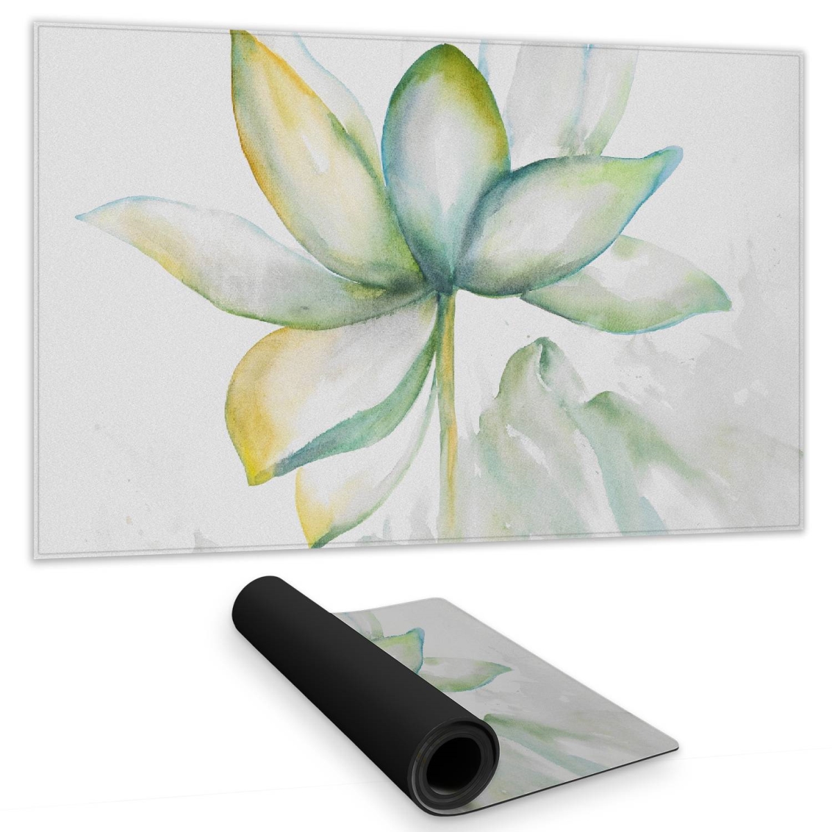C1DM1424XTHYI3 14 x 24 in. Abstract Lotus Flower Desk Mat - Green Romantic Home Decor