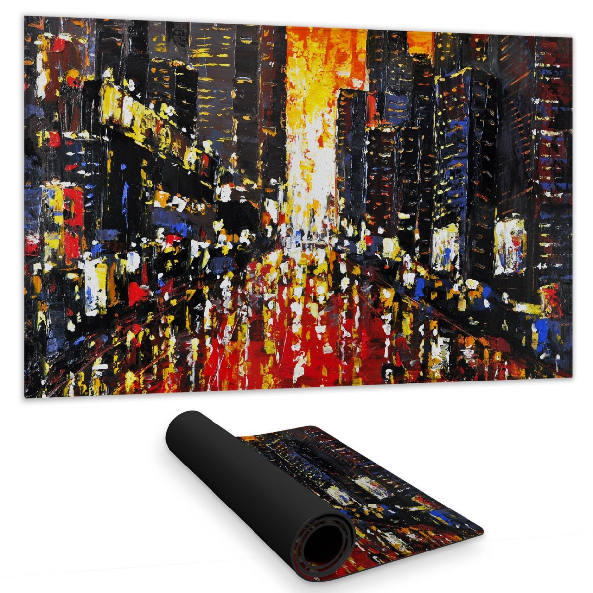C1DM142441JCYS 14 x 24 in. Abstract Sunset City Desk Mat - Black Bedroom Decor