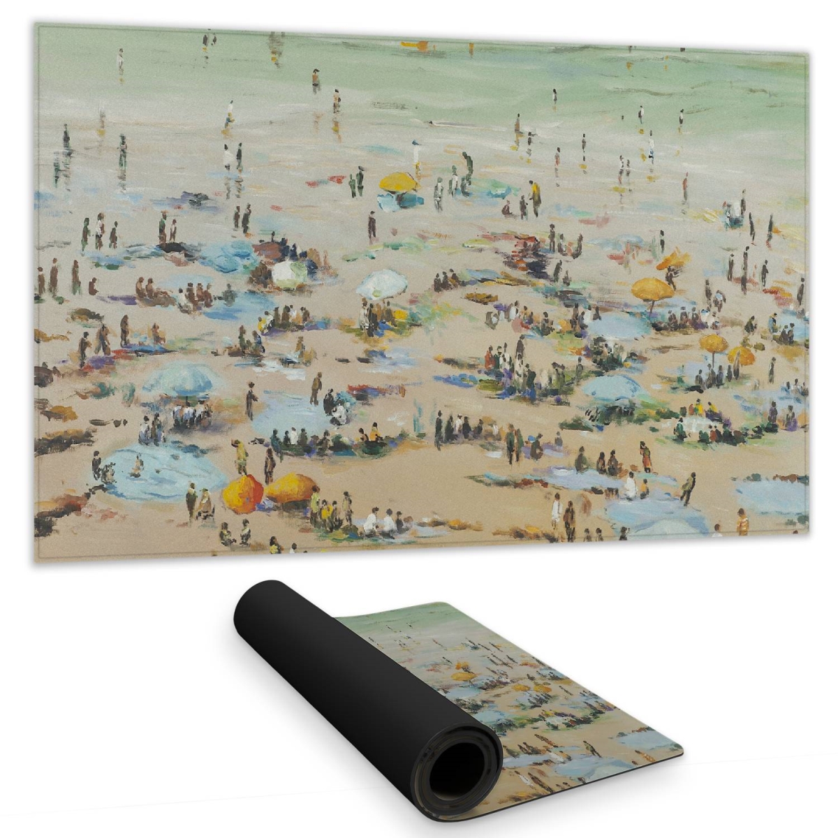 C1DM1424YJ8RPB 14 x 24 in. People at the Beach Desk Mat - Coastal Contemporary Decor