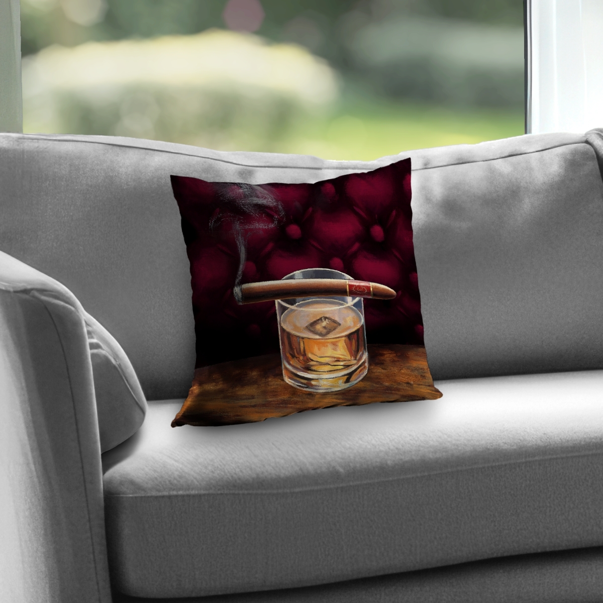 C1PT1414GFBZVW 14 x 14 in. Scotch on Ice with A Cigar Throw Pillow - Home Decor Accent