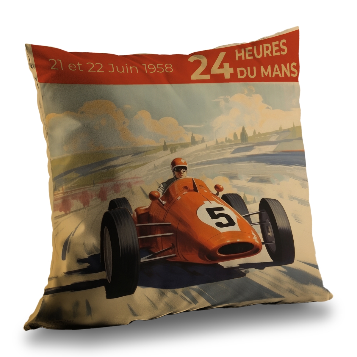 C1PT1414E8NTBS 14 x 14 in. Number 5 Illustrative Transportation Poly Twill Throw Pillow