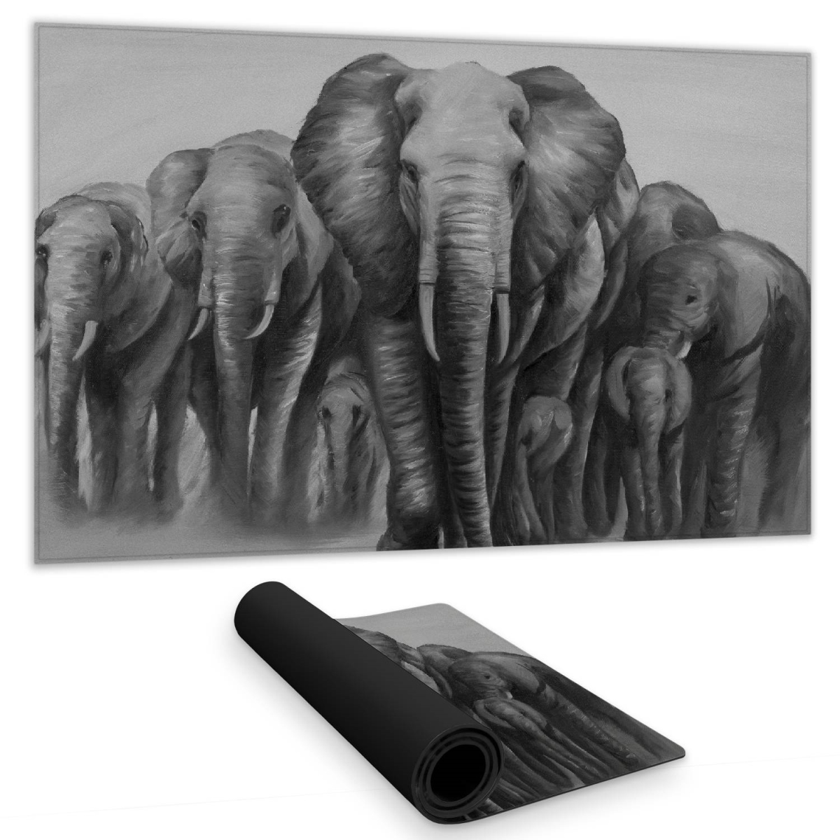 C1DM1424G40QW1 14 x 24 in. African Gray Desk Mat - Herd of Elephants Home Decor