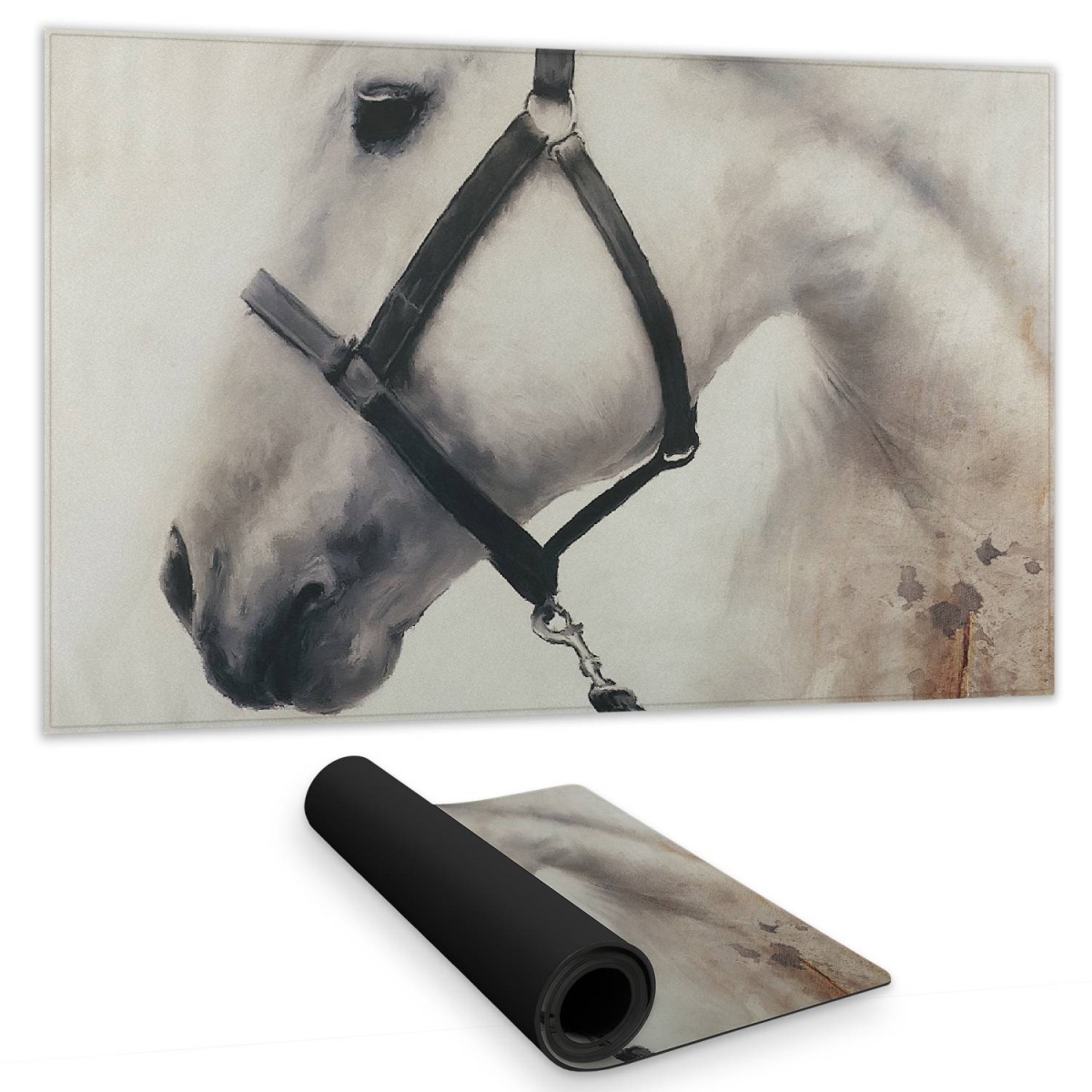 C1DM1424ZP73AC 14 x 24 in. Darius the White Horse Desk Mat - Farm Animal Home Decor
