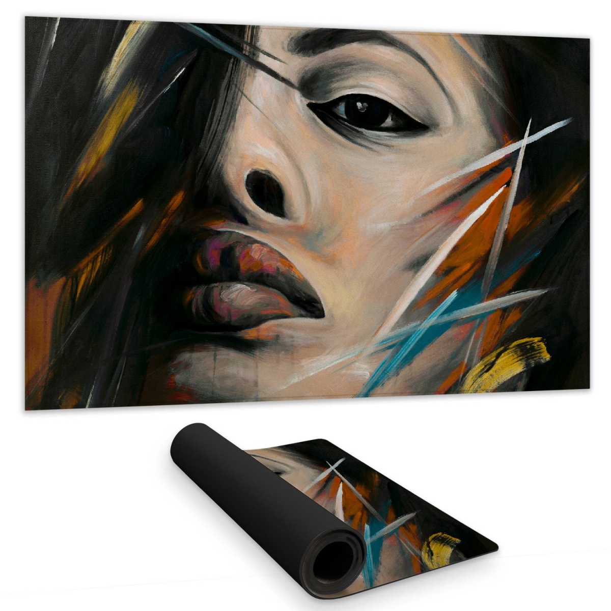 C1DM1424VMV355 14 x 24 in. Brown Figurative Desk Mat - Abstract Woman Portrait Decor