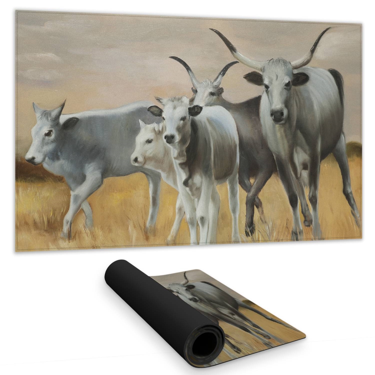 C1DM1424KTQZ1C 14 x 24 in. Nguni Breeding White Desk Mat - Animal-Themed Home Decor