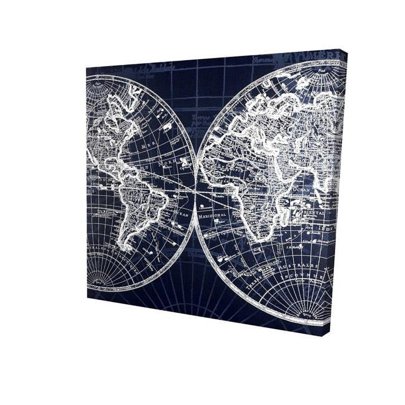 16 x 16 in. World Map Blue Print-Print on Canvas