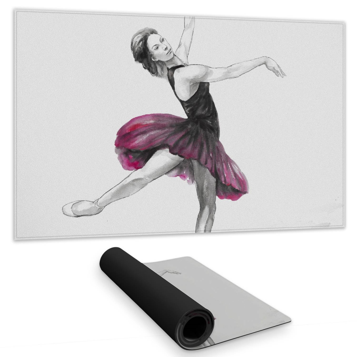 C1DM1424PID6DG 14 x 24 in. White Sports & Games Desk Mat - Small Pink Ballerina Decor