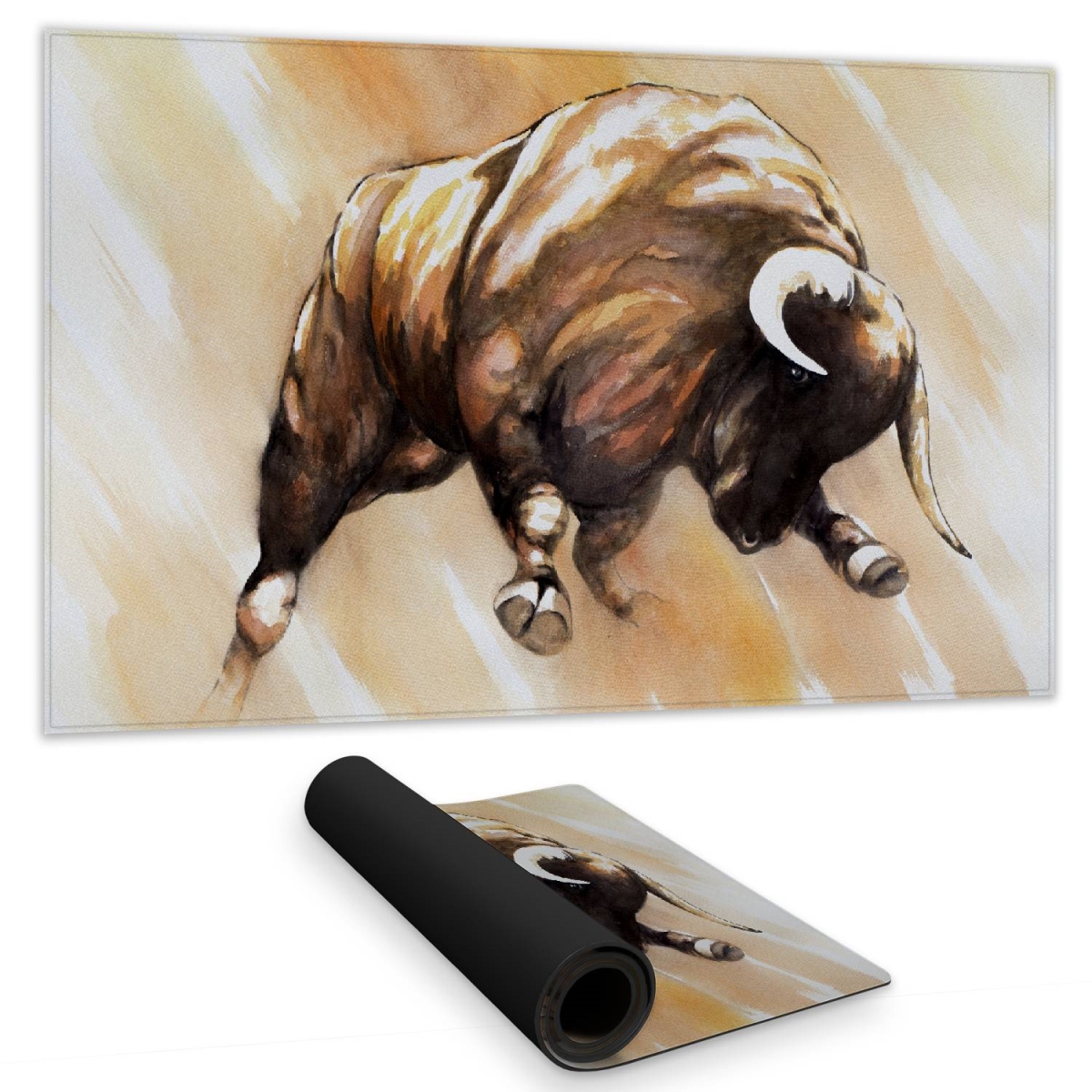 C1DM1424Q42CH9 14 x 24 in. Bull To Attack Desk Mat - Farm Animal Decor for Bedroom