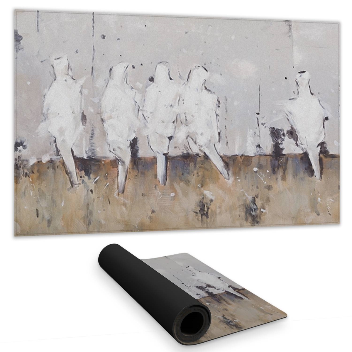 C1DM14243UNCDQ 14 x 24 in. Eight Perched Birds Desk Mat - White Bird Home Decor