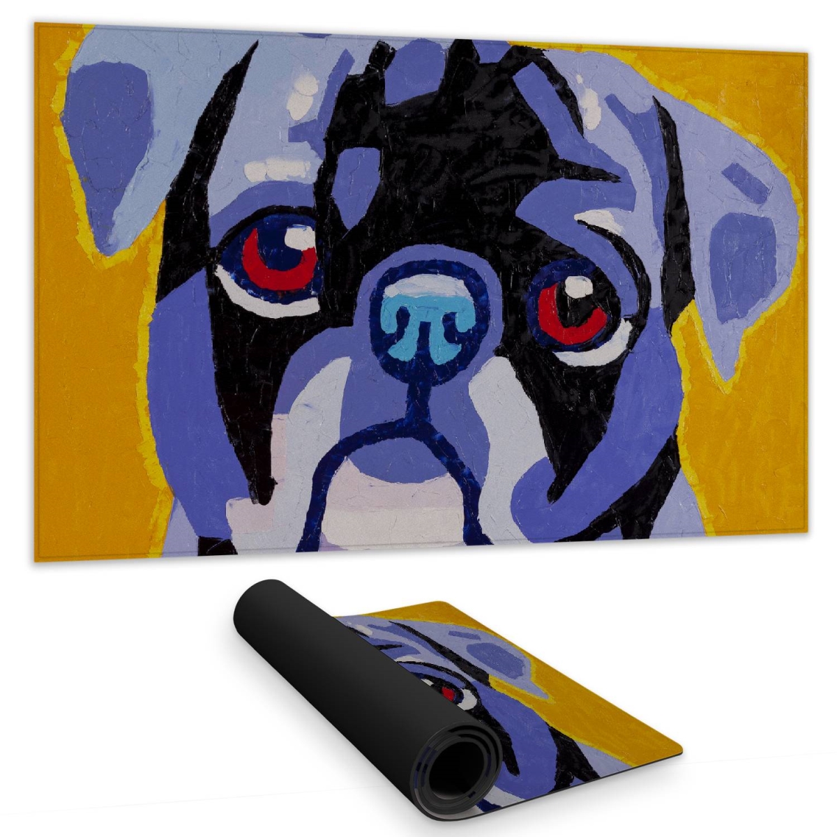 C1DM1424V9E34E 14 x 24 in. Flash the Pug Blue Desk Mat - Animal Bedroom Decor - Home Office