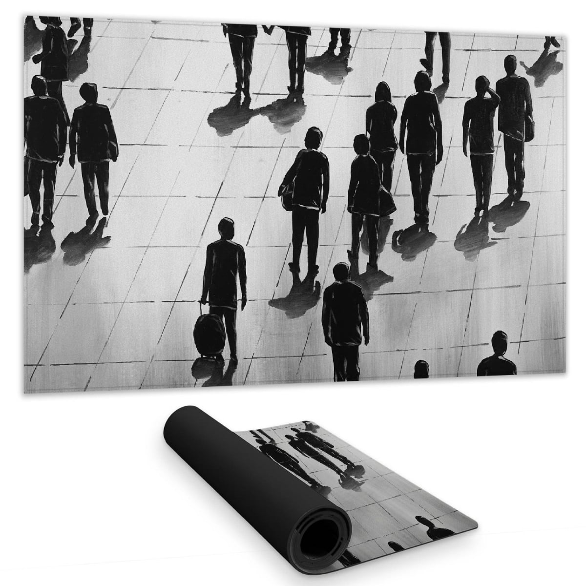 C1DM1424ICTP5W 14 x 24 in. Street Scenery Gray Desk Mat - Home Decor - People Silhouettes