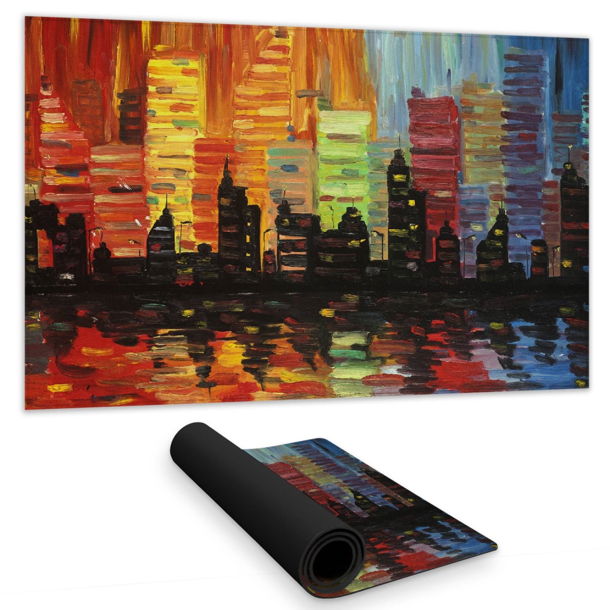 C1DM14246CGXZW 14 x 24 in. Colorful Cityscape Desk Mat - Building Blue Cities Home Decor