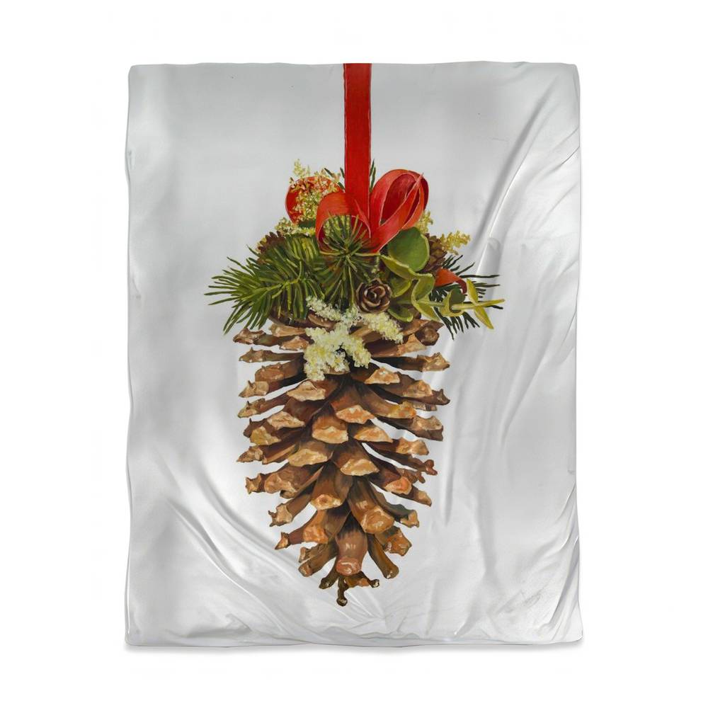 3817-VWCT-HO12 Rustic Trees Twin Size Duvet Cover - Christmas Pine Cone Decor