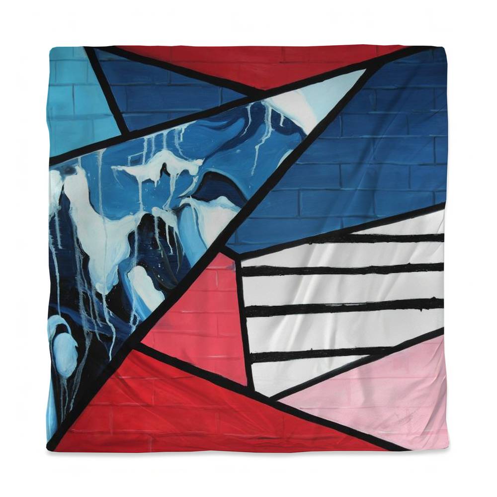 3817-SWCQ-AB75 Diagonal Unity Retro Abstract Queen Size Duvet Cover - Home Decor