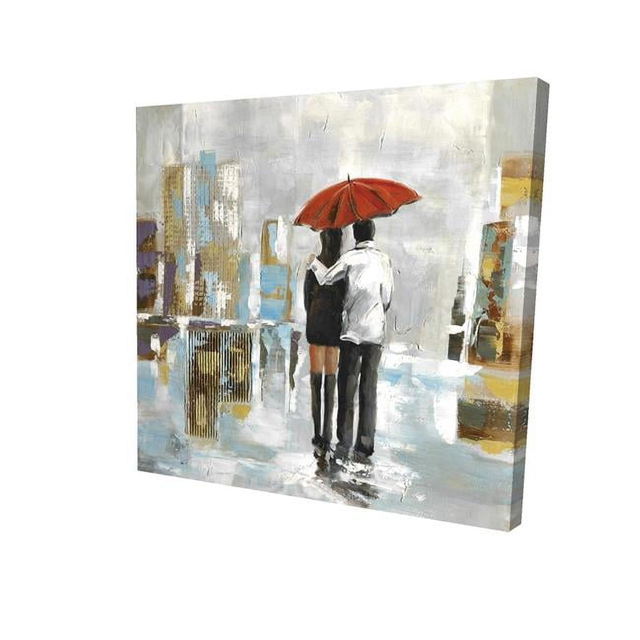 16 x 16 in. Couple Walking Under Their Umbrella-Print on Canvas