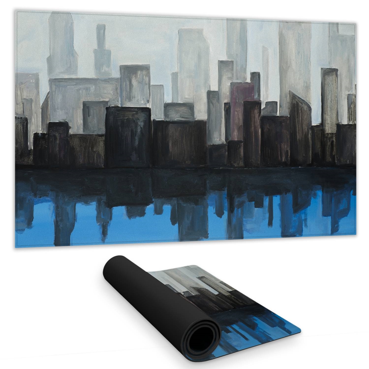 C1DM14240UG7Z0 14 x 24 in. Blue City View Desk Mat - Bedroom Decor - Building Design