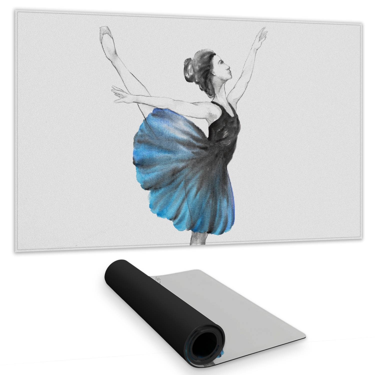 C1DM1424QWILU5 14 x 24 in. Small Blue Ballerina Desk Mat - Bedroom Home Decor