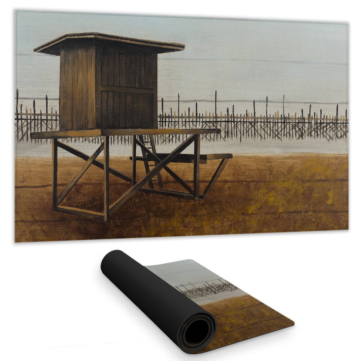C1DM1424WG9UXH 14 x 24 in. Blue Beach Marine Desk Mat - Port Beach Lifeguard Decor
