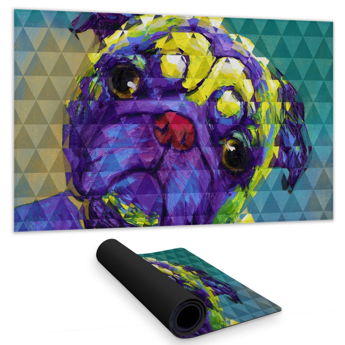 C1DM1424F4ZKU3 14 x 24 in. Geometric Curious Pug Desk Mat - Stylish Home Decor Accessory