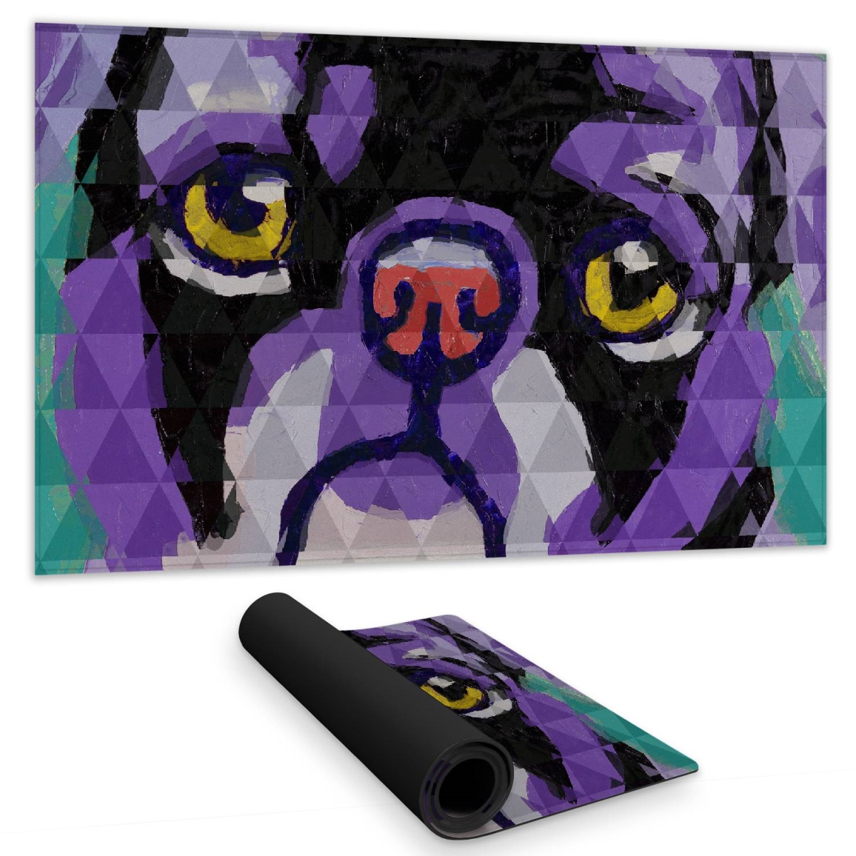 C1DM1424R7ANYA 14 x 24 in. Geometric Pug Purple Retro Pets Desk Mat - Home Decor