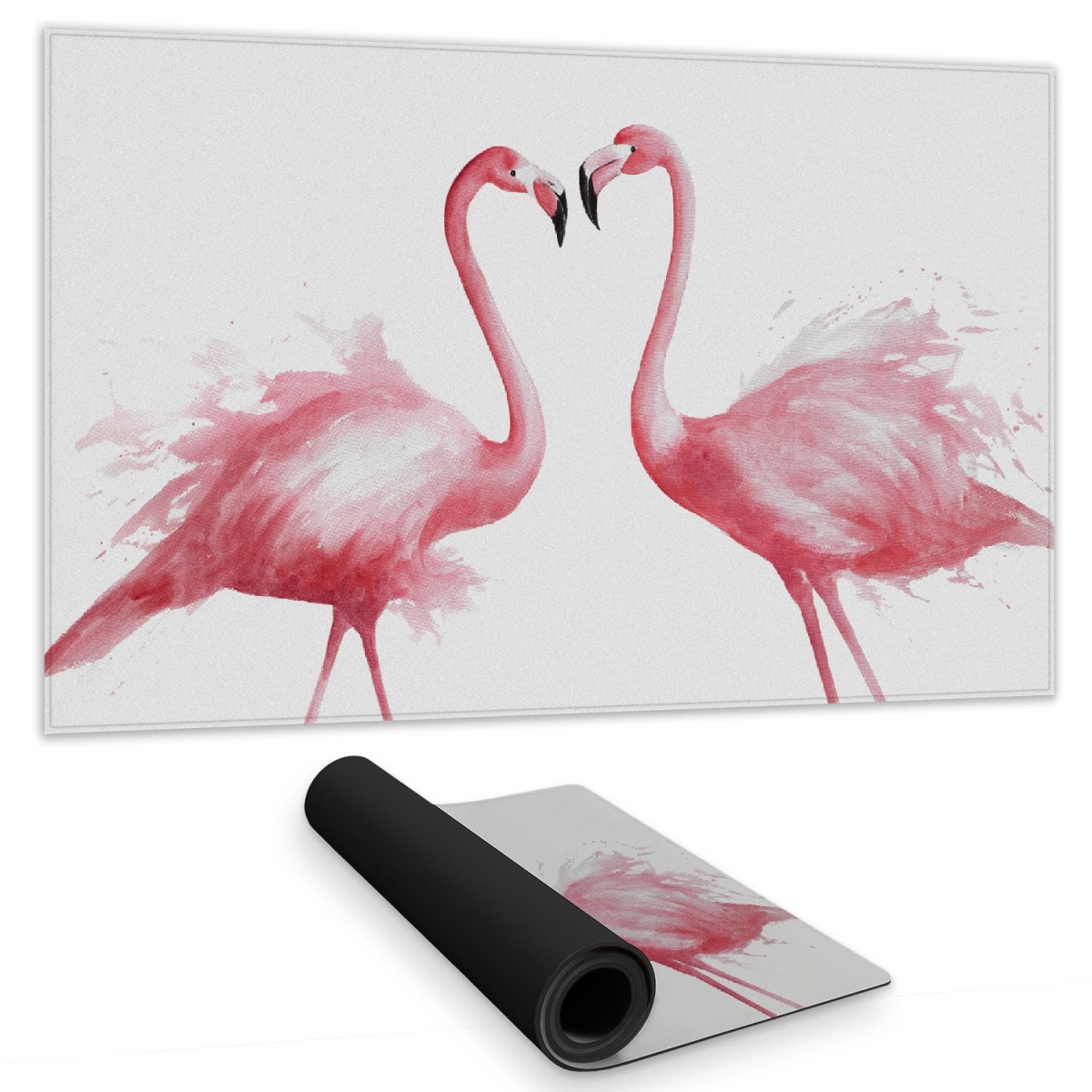 C1DM1424Z1LAH9 14 x 24 in. Two Pink Flamingo Desk Mat - Watercolor Home Decor Accessory
