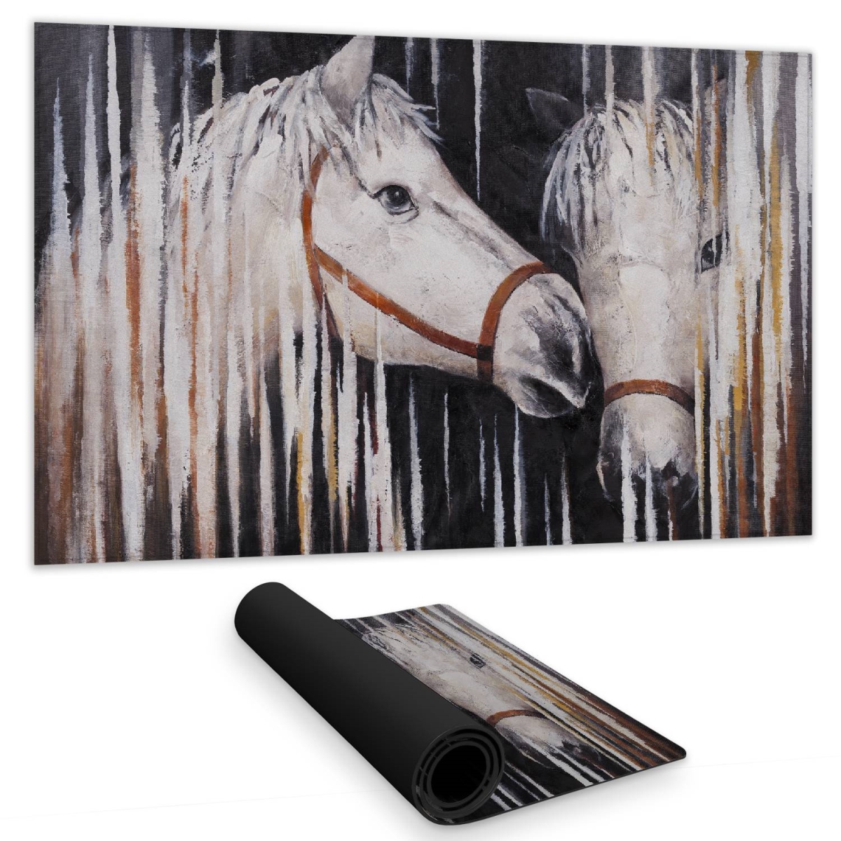 C1DM1424H4G699 14 x 24 in. Two White Horses Kissing Desk Mat - Modern Home Decor