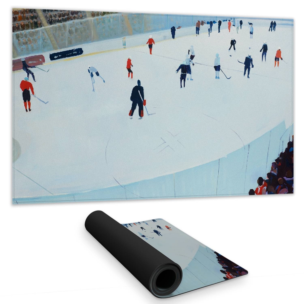 C1DM1424FKO4F3 14 x 24 in. Game of Hockey Blue Desk Mat - Sports & Games Home Decor