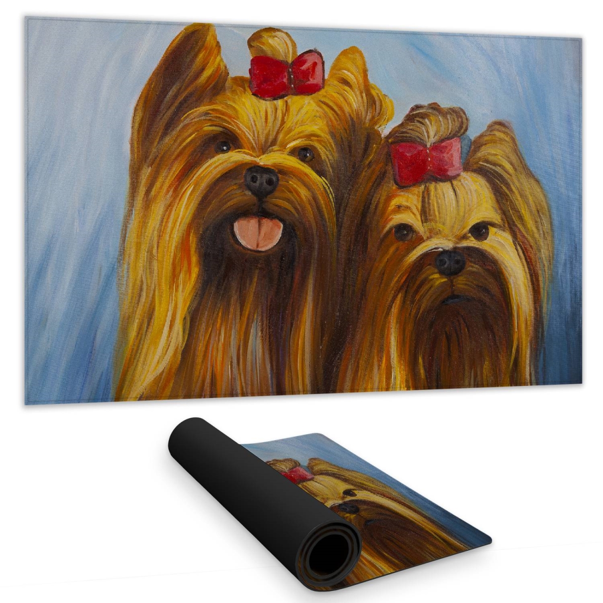 C1DM142499YH5T 14 x 24 in. Pets Desk Mat - Two Smiling Dogs with Bow Tie Home Decor