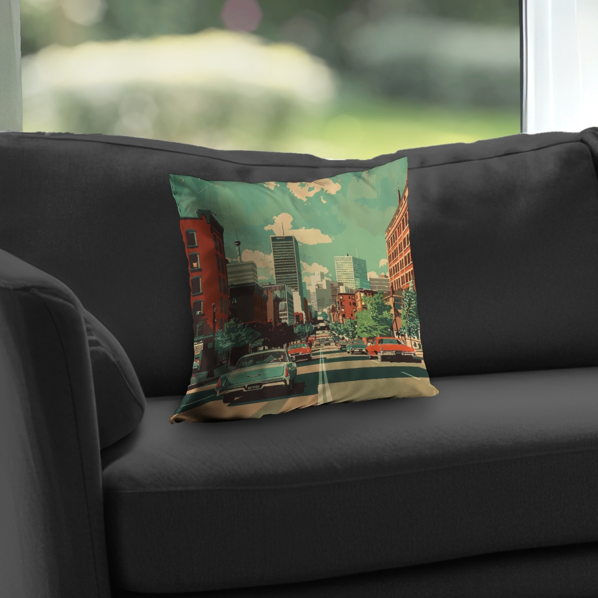 C1PT1414ARW2IW 14 x 14 in. On Route Poly Twill Throw Pillow - Insert Included - Home Decor