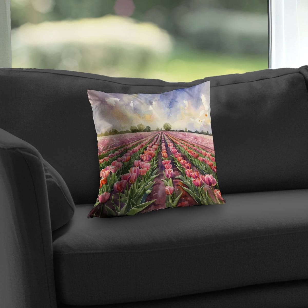 C1PT1414RPLVCO 14 x 14 in. Rose Row Poly Twill Throw Pillow - Insert Included - Home Decor