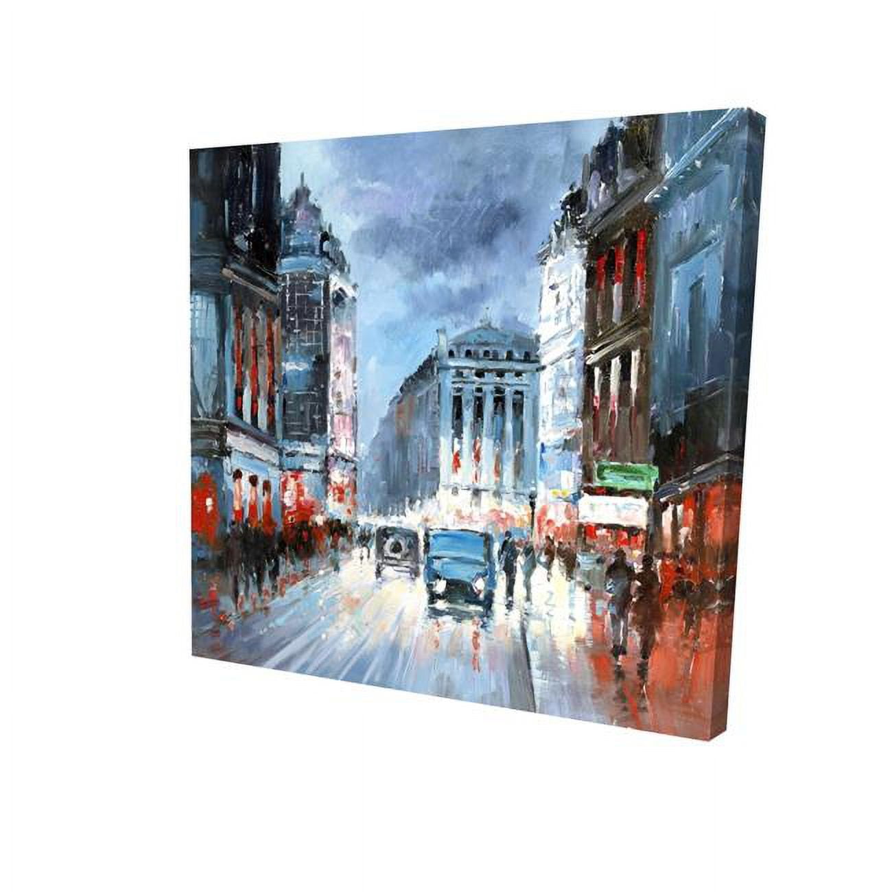 16 x 16 in. Abstract Red & Blue City-Print on Canvas