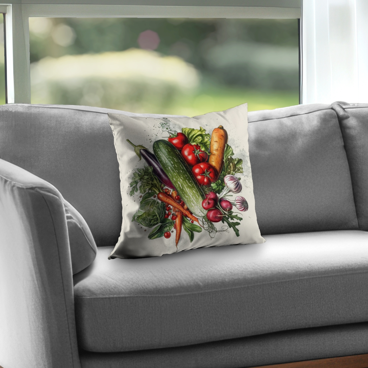 C1PT1616I2ARA8 16 x 16 in. Veggies Red Poly Twill Throw Pillow - Stylish Home Decor Insert