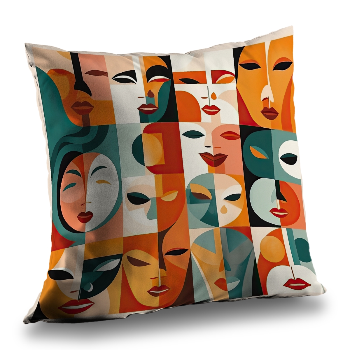 C1PT1414JFZNZX 14 x 14 in. The Faces Shapes Green Poly Twill Throw Pillow Insert - Home Decor