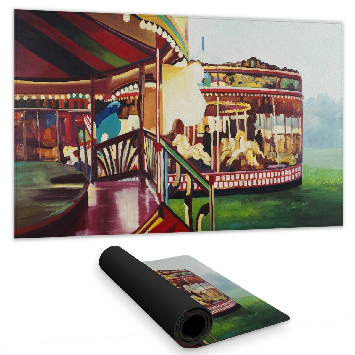 C1DM14246O1FO8 14 x 24 in. Carousel in A Carnaval Desk Mat - Hobbies Bedroom Decor