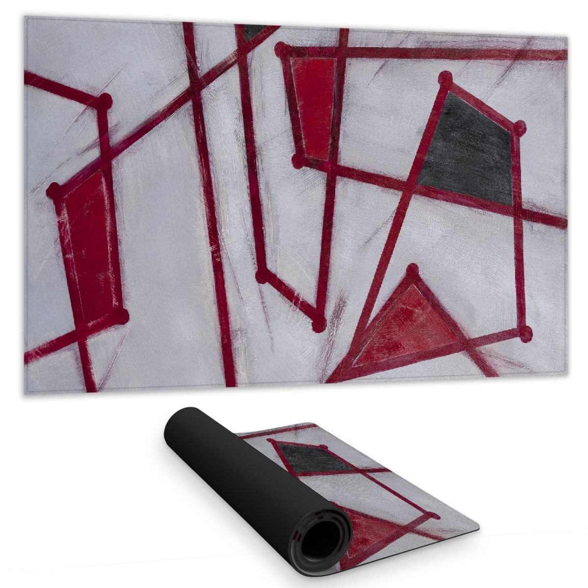 C1DM1424G5AP72 14 x 24 in. Contemporary Desk Mat - Red Outlines Shapes for Home Decor