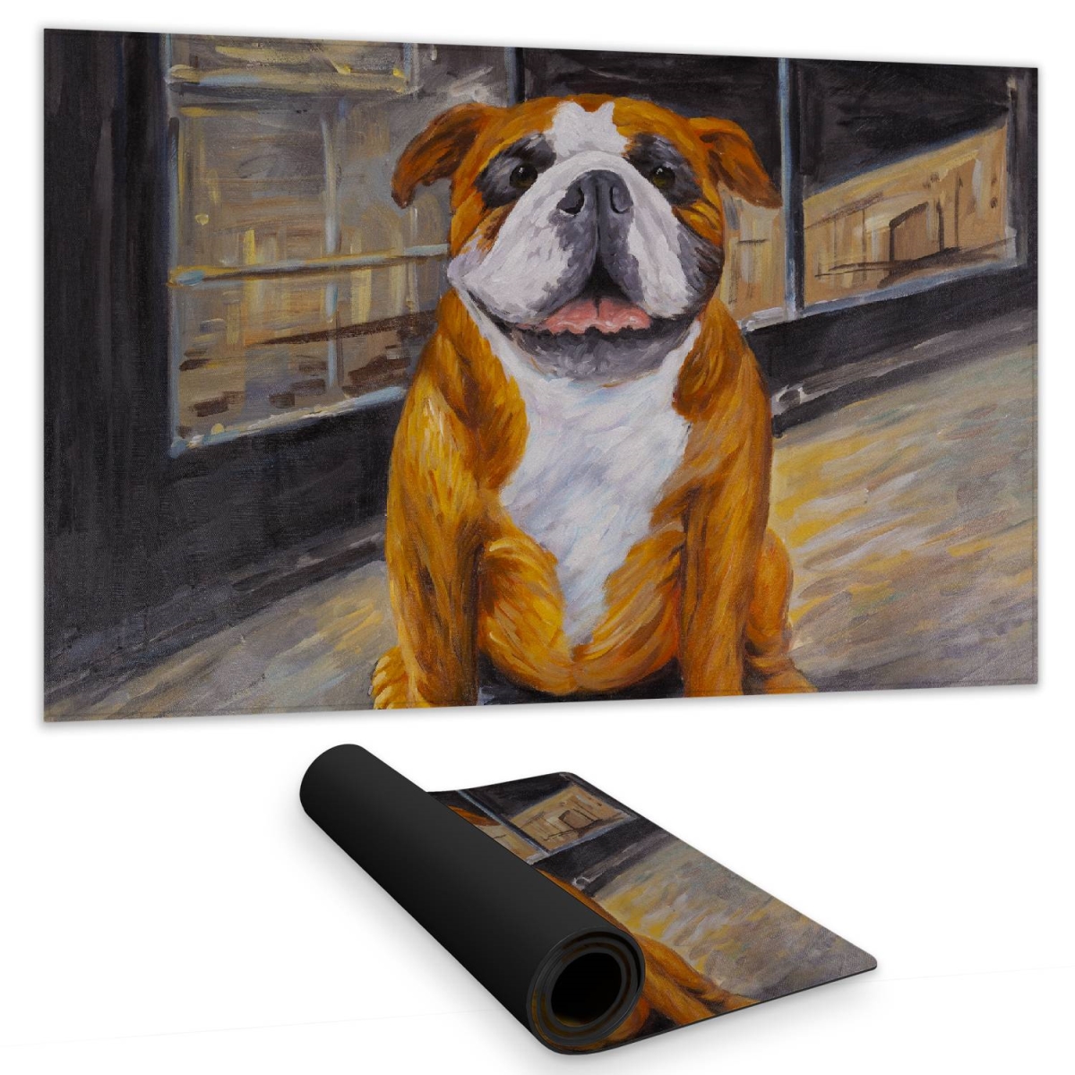 C1DM1424KZ4E68 14 x 24 in. Smiling Bulldog Brown Desk Mat - Contemporary Home Decor