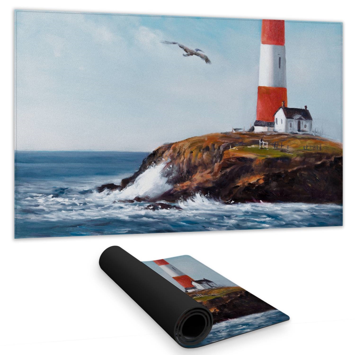C1DM1424QVCK6L 14 x 24 in. Lighthouse Edge Sea Desk Mat - Contemporary Home Decor